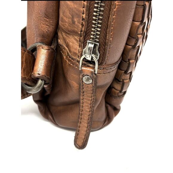 Vilenca Holland Backpack Distressed Leather Woven Braided TK48 Cognac Brown NWT main image 8
